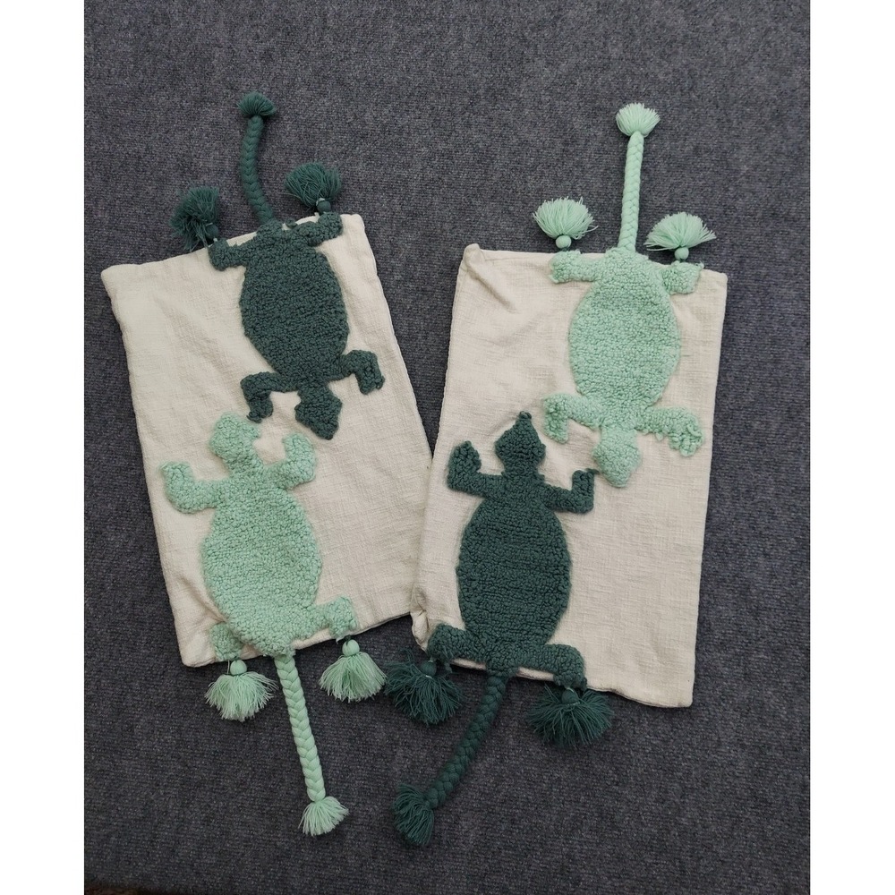 Opalhouse Jungalow Pillow Case Covers‎ Pair Iquana Lizard Pom Pom Southwest Boho